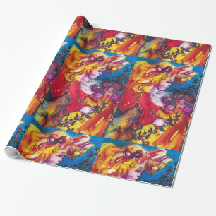 PRETTY DOLL ,CAT AND CHRISTMAS ORNAMENTS WRAPPING PAPER