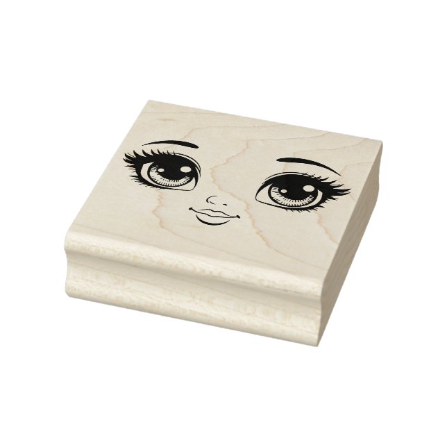 Pretty Doll Face eyes lips Original Art Rubber Stamp (Stamp)