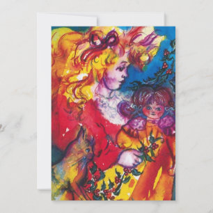 PRETTY DOLL ,red blue white Invitation