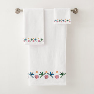 Pretty Dragonflies And Flowers Bath Towel Set