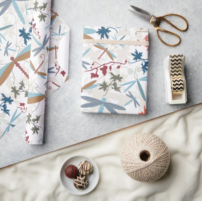 Pretty Dragonflies Pattern Wrapping Paper (Crafts)