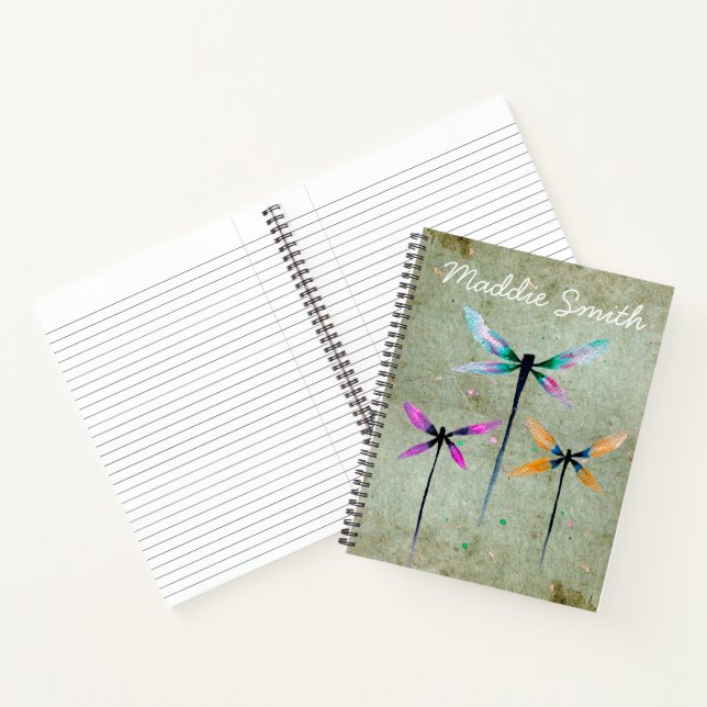 Pretty dragonflies watercolor illustration notebook (Inside)