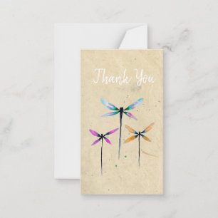 Pretty dragonflies watercolor rustic card