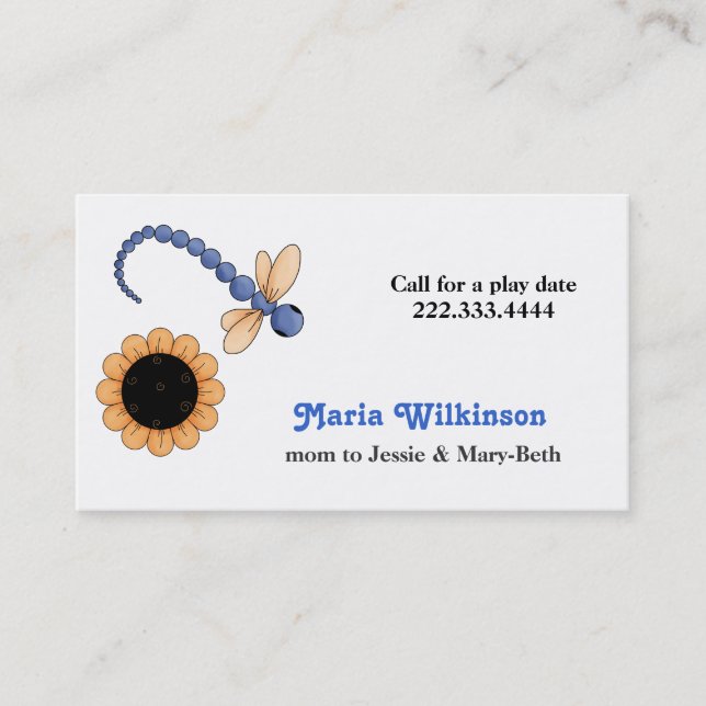 Pretty Dragonfly and Flower Mummy Card (Front)