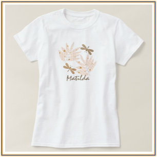 Pretty Dragonfly and Leaves Feminine T-Shirt