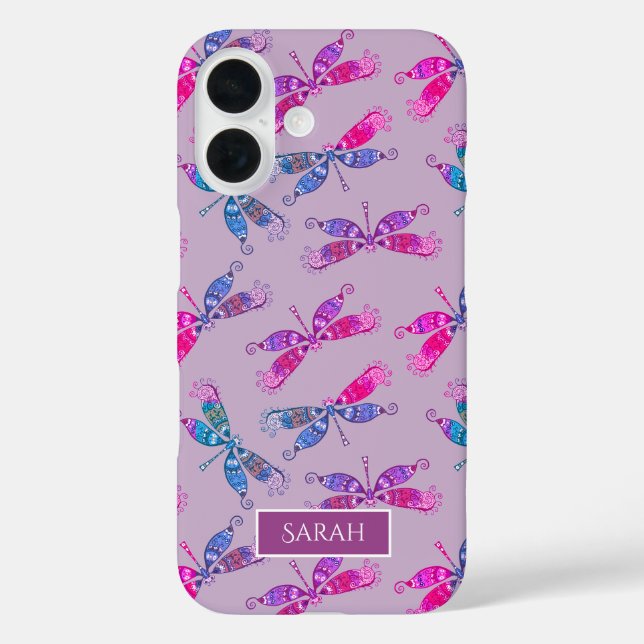 Pretty Dragonfly Purple Blue Pattern Personalised Case-Mate iPhone Case (Back)