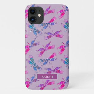 Pretty Dragonfly Purple Blue Two Tone Pattern iPhone 11 Case