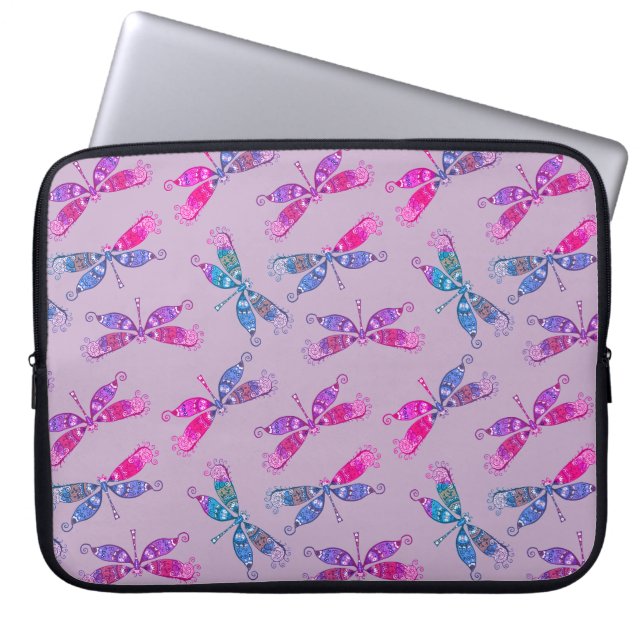 Pretty Dragonfly Purple Blue Two Tone Pattern  Laptop Sleeve (Front)