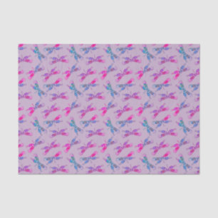Pretty Dragonfly Purple Blue Two Tone Pattern Tissue Paper