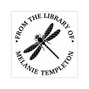 Pretty Dragonfly Silhouette #2 Library Book Name Self-inking Stamp