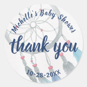 Pretty Dreamcatcher Boho Baby Shower Thank You Classic Round Sticker