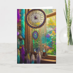 Pretty Dreamcatcher in Window   Missing You Friend Holiday Card