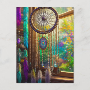 Pretty Dreamcatcher in Window Purple Boho Postcard
