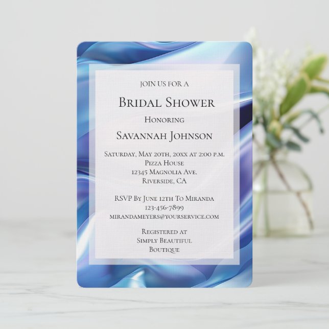 Pretty Dreamy Blue Purple Bridal Shower  Invitation (Standing Front)