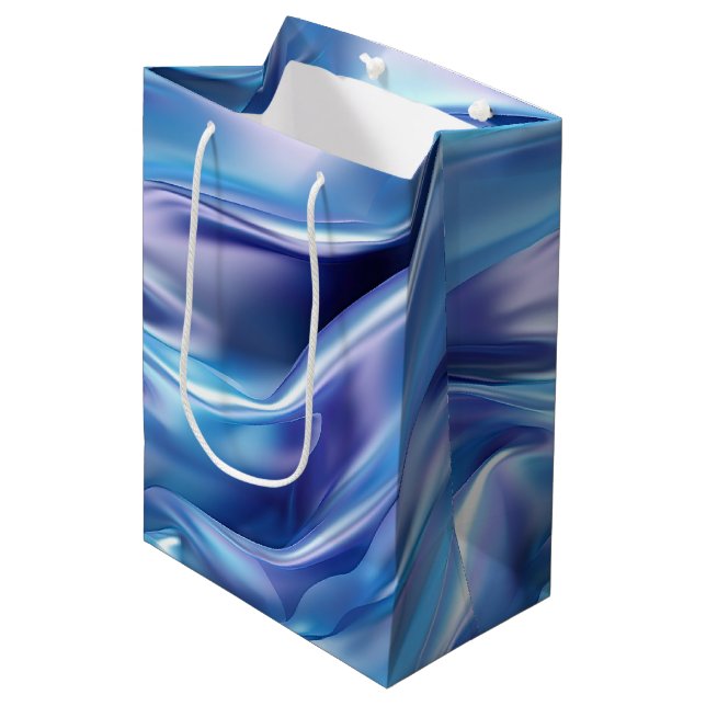 Pretty Dreamy Blue Purple Bridal Shower Medium Gift Bag (Front Angled)
