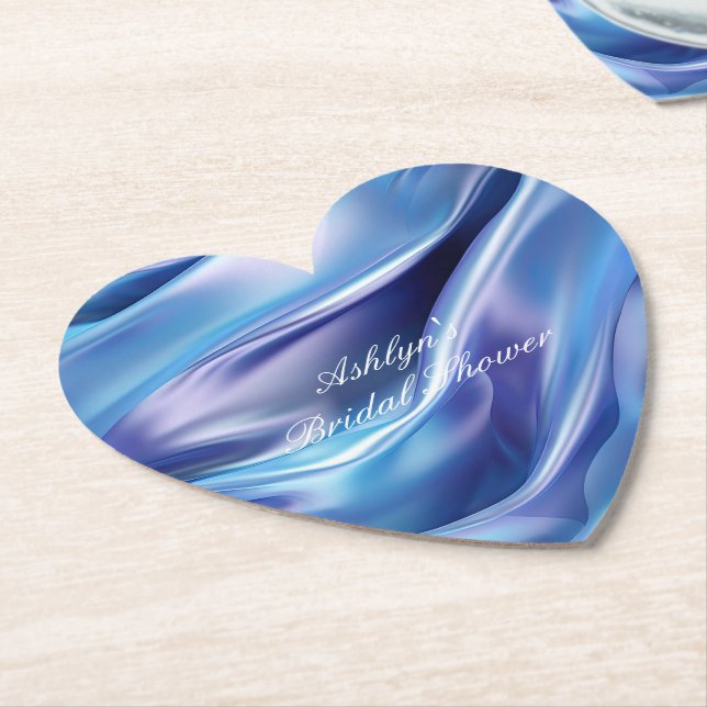 Pretty Dreamy Blue Purple Bridal Shower Paper Coaster (Angled)