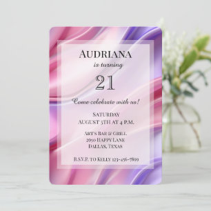 Pretty Dreamy Pink Purple Birthday Invitation