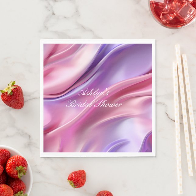 Pretty Dreamy Pink Purple Bridal Shower Napkin (Insitu)