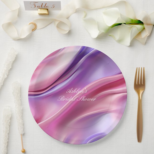Pretty Dreamy Pink Purple Bridal Shower Paper Plate (Wedding)