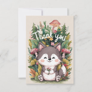 Pretty Dreamy Wolf Thank You Card