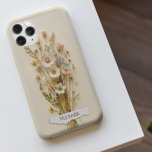 Pretty Dried Pressed Wildflowers Custom Name  iPhone 16 Case