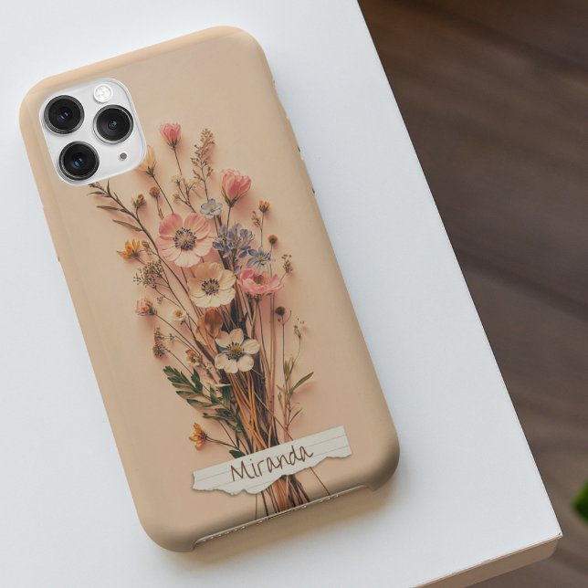 Pretty Dried Pressed Wildflowers Custom Name  iPhone 16 Case (Creator Uploaded)
