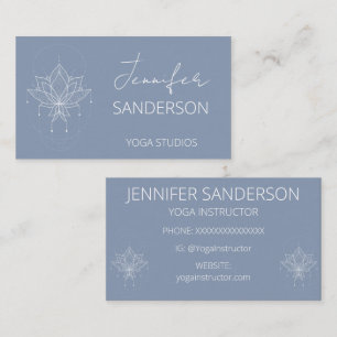 Pretty Duck Egg Blue Boho Floral Lotus Yoga  Business Card
