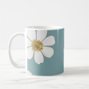 Pretty Duck Egg Blue with Daisies Coffee Mug