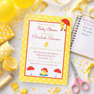 Pretty Ducks and Polka Dots Baby Shower Invitation