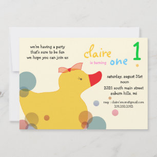 Pretty Ducky - yellow  birthday invitations