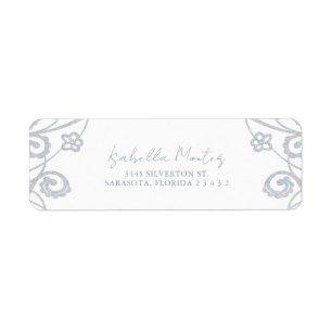 Pretty Dusty Blue Soft Silver Floral Lace Frame