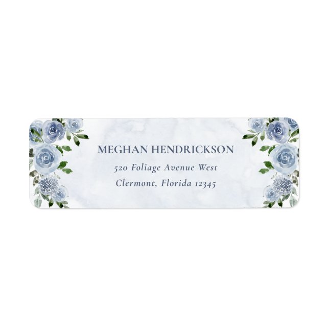 Pretty Dusty Blue Watercolor Flowers (Front)