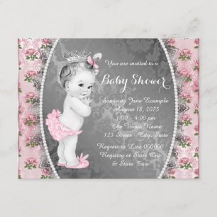 Pretty Dusty Pink and Grey Baby Shower Invitation