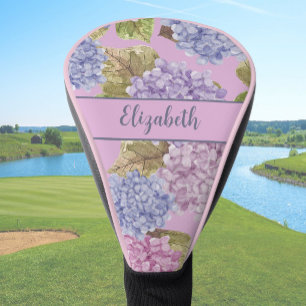 Pretty Dusty Pink Flowers Custom Name Ladies Golf Head Cover