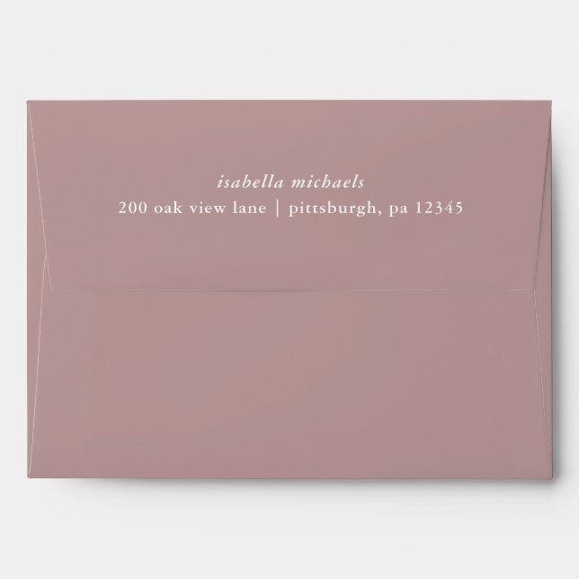 Pretty Dusty Rose Return Name and Address Wedding Envelope (Back (Top Flap))