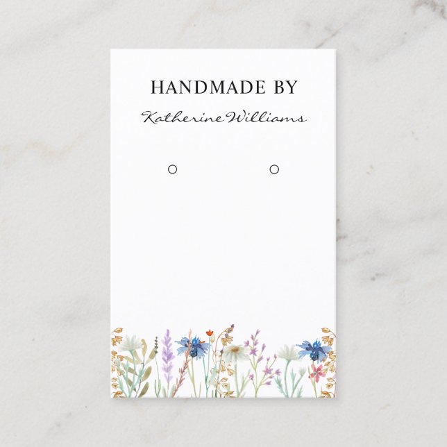 Pretty Earring Display  | Wildflower Floral Business Card (Front)