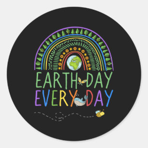 Pretty Earth Day Every Day Rainbow With Trees Eart Classic Round Sticker