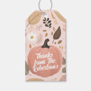 Pretty Earthy Pumpkin Foliage Thanksgiving Party Gift Tags