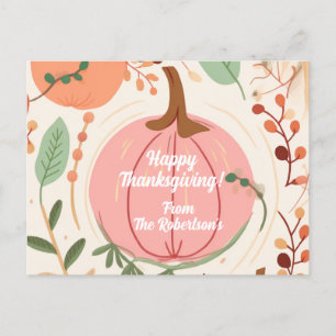 Pretty Earthy Pumpkin Foliage Thanksgiving Postcard