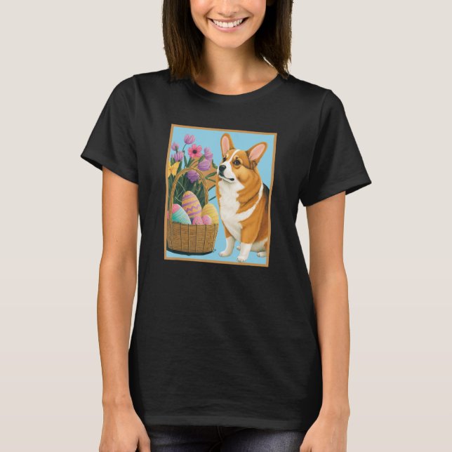 Pretty Easter Corgi T-Shirt (Front)
