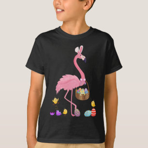 Pretty Easter Flamingo With Easter Basket Easter T-Shirt