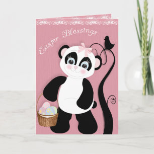 Pretty Easter Panda Holiday Card