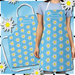 Pretty Edelweiss Pattern Light Blue Apron