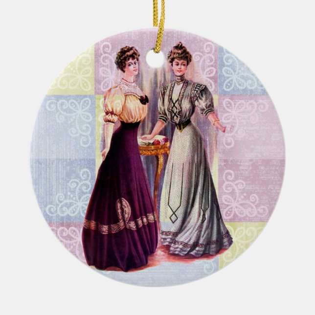 Pretty Edwardian Fashions Ceramic Tree Decoration (Front)