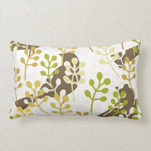 Pretty Elegant Birds in Leaf Treetops Pattern Lumbar Cushion
