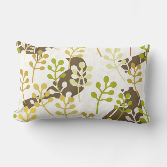 Pretty Elegant Birds in Leaf Treetops Pattern Lumbar Cushion (Front)