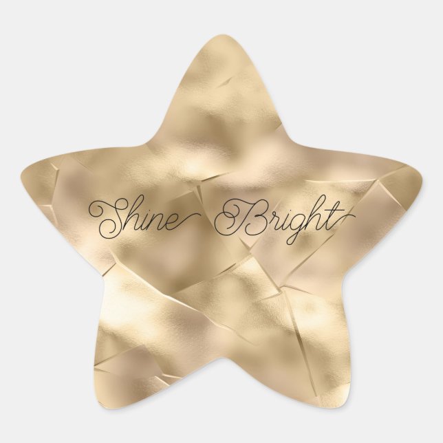 Pretty Elegant Champagne Gold Glam  Star Sticker (Front)