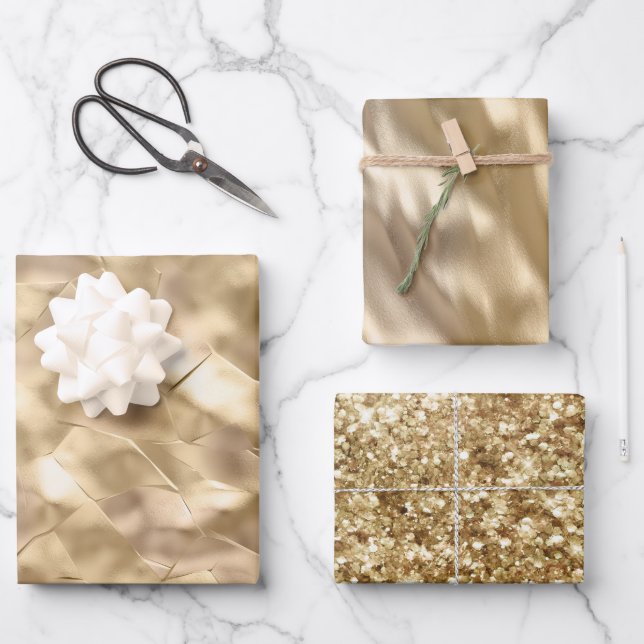 Pretty Elegant Champagne Gold Glam  Wrapping Paper Sheet (Front)
