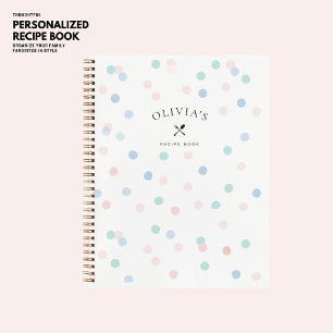 Pretty Elegant Chic Girly Pastel Polka Dot Recipe Notebook