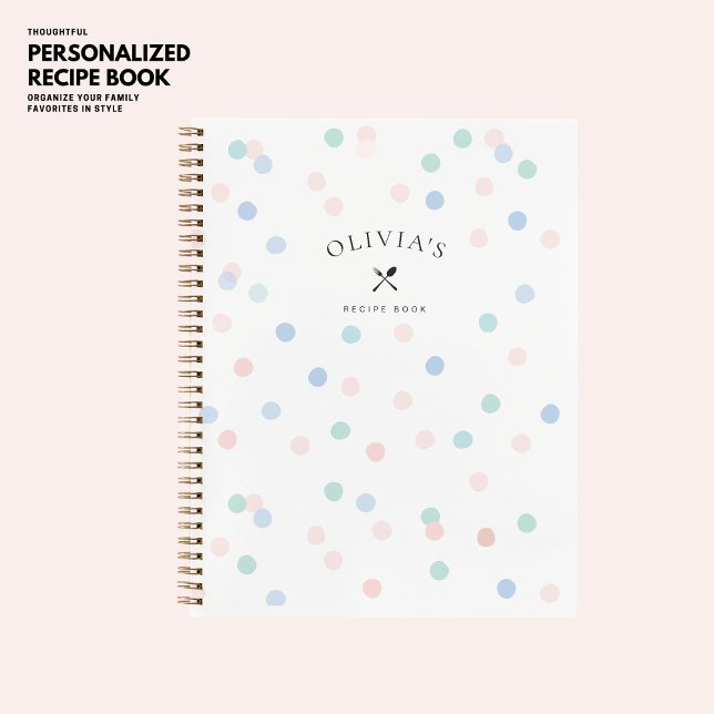 Pretty Elegant Chic Girly Pastel Polka Dot Recipe Notebook (Creator Uploaded)